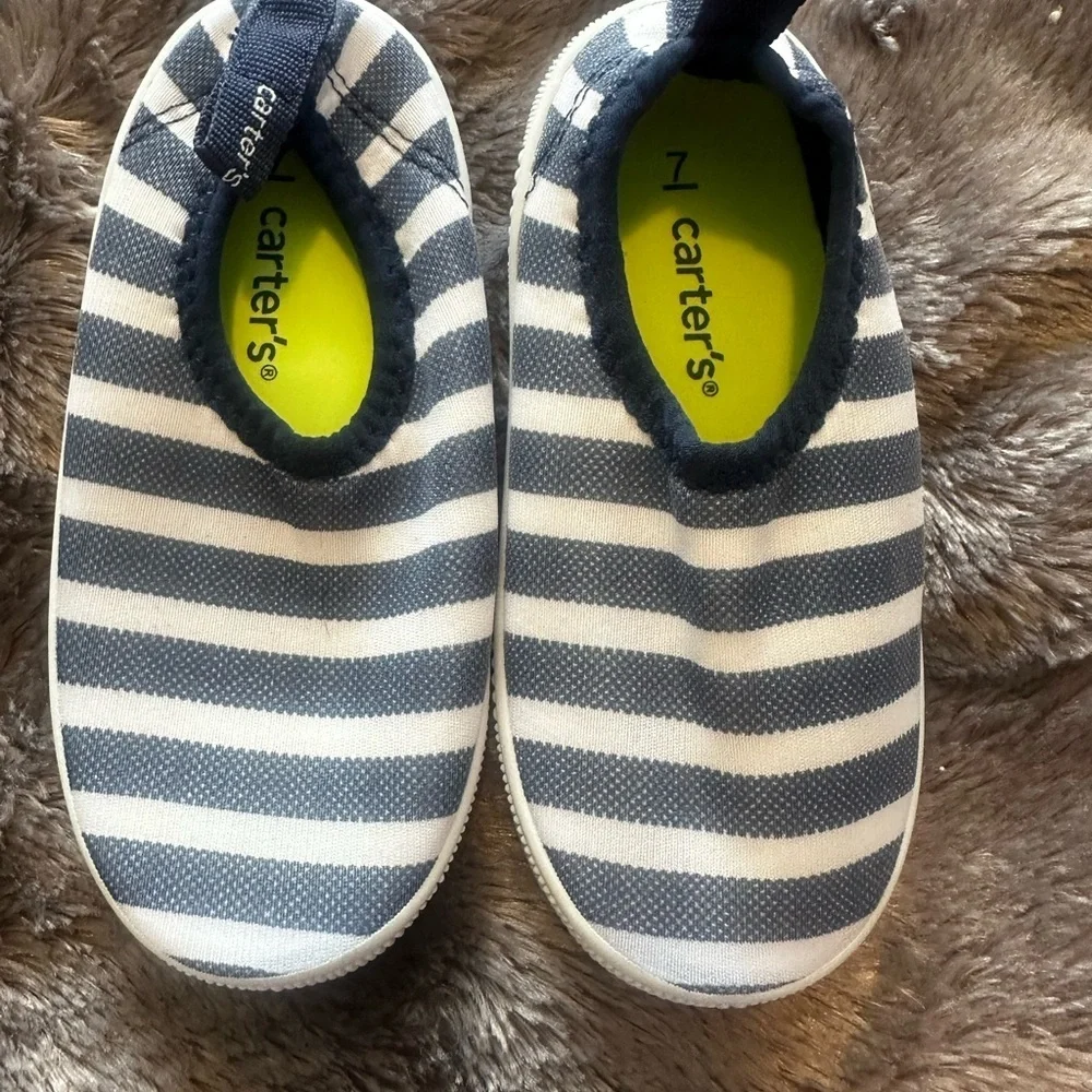 Carter's Blue and White Striped Kids Slip On Shoes for Pool or Beach